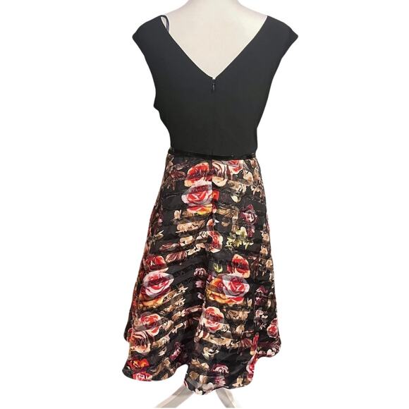 DressBarn 16 fit flare floral midi dress cocktail retro vintage wedding guest - Picture 4 of 12